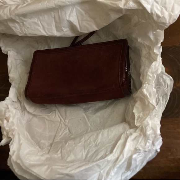The Coach Suede Collection Burgundy Oxblood Wristlet - Picture 10 of 11